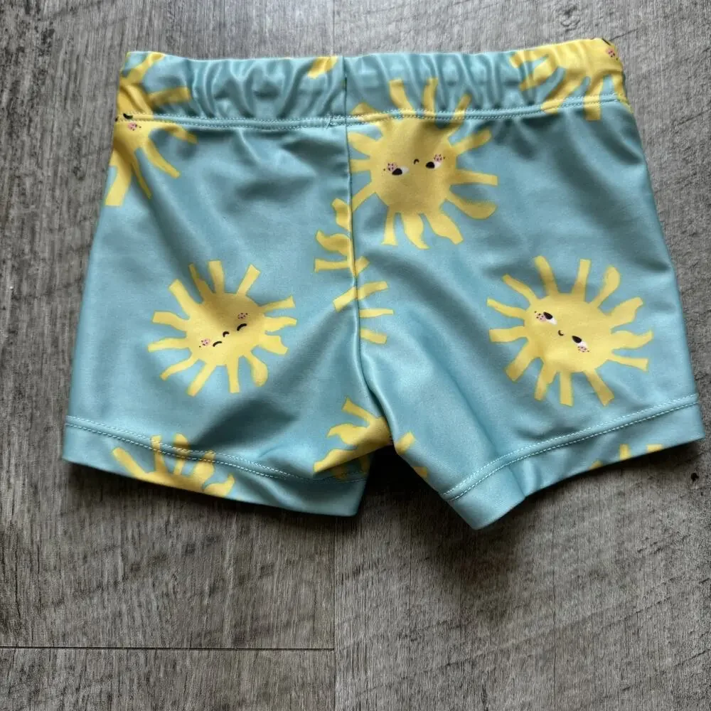 H&M Toddler Swim Shorts Trunks Size 3T 4T Drawstring & Elastic Waist Sun Print